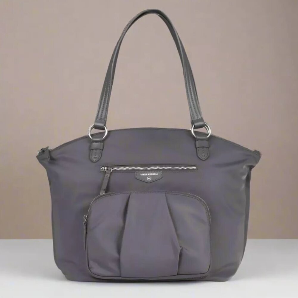TWELVELittle Diaper Baby Shoulder Bag Large Nylon Tote Gray Allure Crossbody